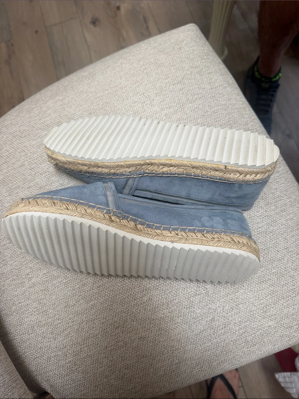 Karl Lagerfeld Blue Suede Espadrille Flats